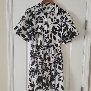 A Hint Of Blush Floral Black and White Dress